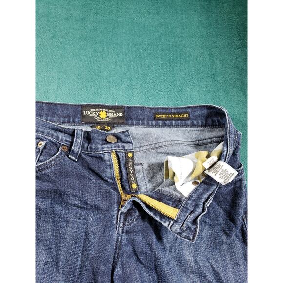 Lucky Brand Jeans Size 10 Womens Blue Stretch Pants Fray Hem Sweet N Straight - Picture 5 of 13